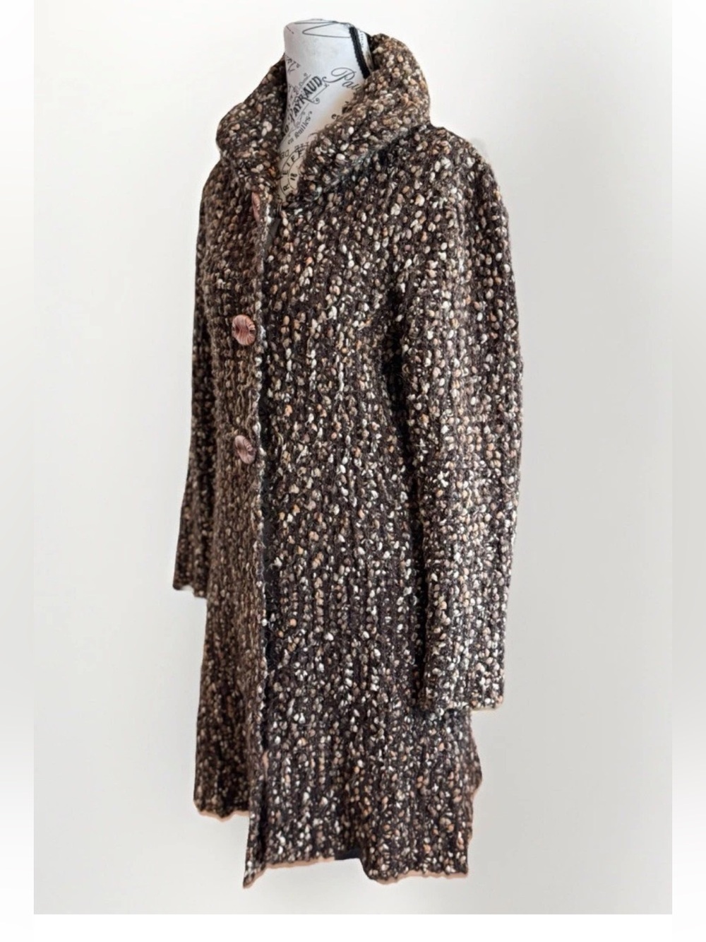 Anthropologie Curio Chunky Knit Snap Button Hooded Cardigan Sweater Coat Size PM - Picture 4 of 11